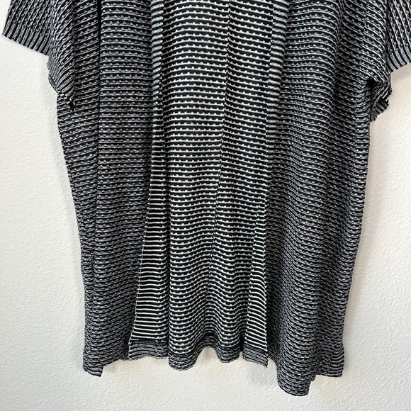 Eileen Fisher size M long Kimono cardigan short sleeve organic linen white black - Picture 4 of 11